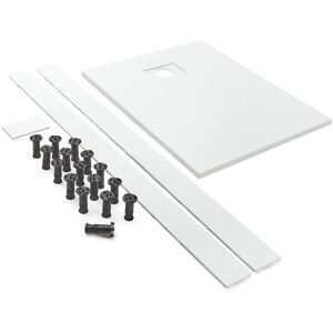 Milano - Rasa - 1700mm x 900mm White Textured Slate Effect Rectangular Shower Tray and Fast Flow Waste - With Recessed Riser Kit