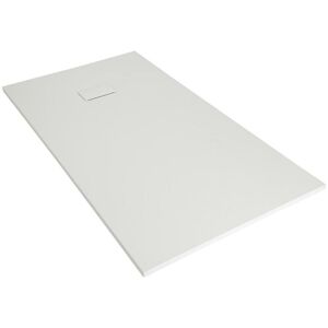 Rasa - 900mm x 800mm White Textured Slate Effect Rectangular Shower Tray and Fast Flow Waste - No Riser Kit - Milano
