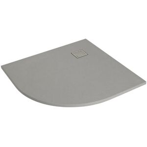 No Brand - Milano Rasa - 900mm x 900mm Low Profile Quadrant Slate Effect Shower Tray - Light Grey
