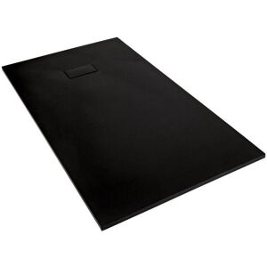 No Brand - Milano Rasa - Graphite Low Profile Rectangular Textured Slate Effect Shower Tray and Waste - 1700mm x 800mm