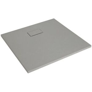Milano - Rasa - Light Grey Low Profile Rectangular Textured Slate Effect Shower Tray - 900mm x 800mm