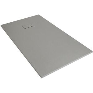 Milano - Rasa - Light Grey Low Profile Rectangular Textured Slate Effect Shower Tray - 1000mm x 800mm