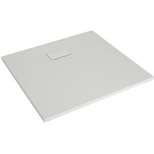 No Brand - Milano Rasa - White Low Profile Square Textured Slate Effect Shower Tray and Waste - 900mm x 900mm