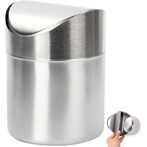 Héloise - Mini Counter Trash Can Stainless Steel Mini Trash Can Stainless Steel Mini Counter Trash Can Mini Tabletop Trash Can with Lid for Dining