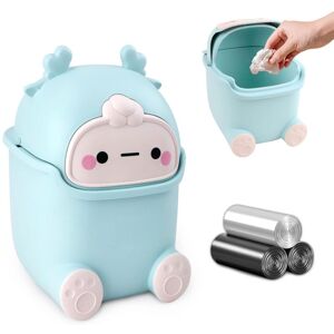 Héloise - Mini Desktop Kitchen Trash Can with 3 Rolls of Trash Bags, Cute Small Table Trash Can with Swing Lid, 15.5x14x23.5cm Portable Trash Can for