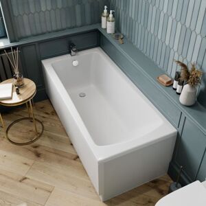 AQUARI Modern Bathroom 1700mm Single Ended Wide Square Bath Acrylic White Bathtub