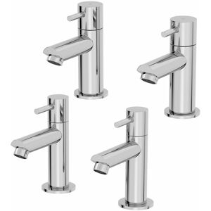 Aquari - Modern Bathroom Pillar Sink Taps Basin Head Bath Tap Set Pair Twin Chrome