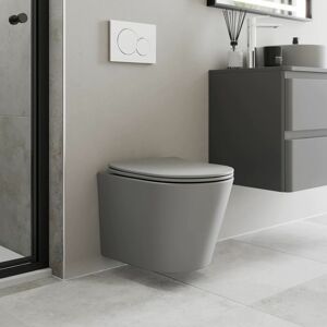 AFFINE Modern Bathroom Wall Hung Rimless Toilet Pan Soft Close Seat Matt Grey