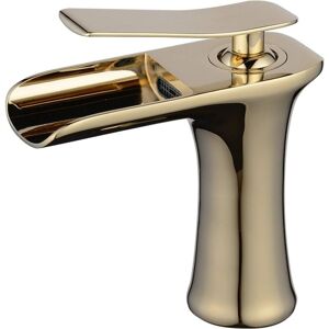 SHUNLI Modern Design Waterfall Faucet, Bathroom Faucet, Single Handle Sink Faucet for Bathroom Sink and Basin (Gold Color)