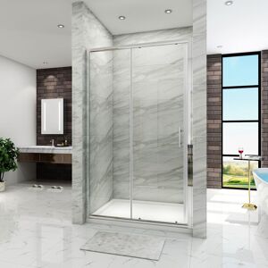 Modern Sliding Shower Cubicle Door Bathroom Shower Enclosure with Shower Tray 1200x800mm and Waste Trap - Elegant