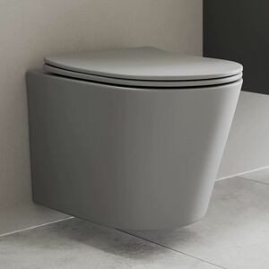 AFFINE Modern Slim D-Shape wc Toilet Seat Bathroom Soft Close Top Fix Hinges Grey