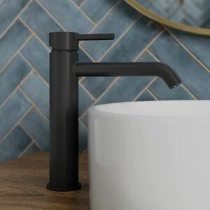 Merano - Modern Tall Bathroom Sink Basin Faucet Mixer Tap Single Handle Matt Black Curved