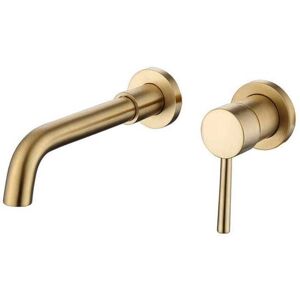 YMYNY Mumu Brushed Gold Wall Mounted Basin Faucet Brass Bathroom Mixer Tap
