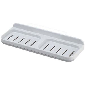 YMYNY Mumu Double Compartment Soap Dish Shampoo Soap Holder Double Layer Kitchen Bathroom Wall Mounted Sponge Holder Soap Dish 1 Piece (White)