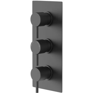 Colore - Round Matt Black Concealed Triple Thermostatic Shower Valve - 2 Outlet