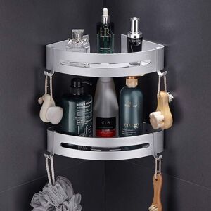 Csparkv - No Drilling (Corner Shelf) Shower Shelf Bathroom Shelf Aluminum Rustproof Storage Organizer 2 Shelves for Shampoo Soap
