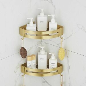 Dewdat - No Drilling Shower Shelf Corner Bathroom ShelfBathroom Shelf (Glossy Sand Gold, 2 Tier)