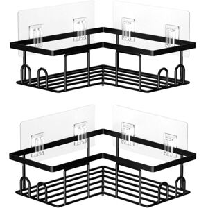 No Drilling Shower Shelf, Corner Bathtub Shelf, Shower Caddy for Shampoo, Body Wash, Black (2pcs Shower Corner Shelf) Mumu