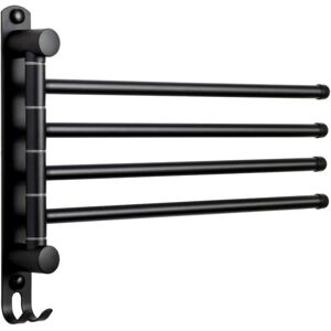 Linghhang - Black 4 Bar 180° Swivel Bathroom Towel Rack, 304 Stainless Steel Wall Mounted Towel Holder, Bathroom Kitchen Sink