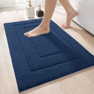 TINOR Non-Slip Bath Mat 50 x 80 cm, Soft Microfiber, Water Absorbent, Machine Washable, Extra Thick, for Bathroom, Navy