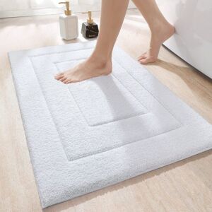 TINOR Non-Slip Bath Mat 50 x 80 cm, Soft Microfiber, Water Absorbent, Machine Washable, Extra Thick, for Bathroom, White