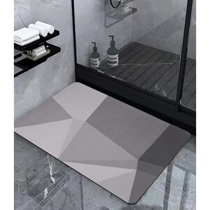 Linghhang - Non-slip Bath Mat, Absorbent Diatomite Bath Mat, Microfiber Bathroom Mat, Quick Non-slip Mat, Soft Drying Shower Mat, Grey