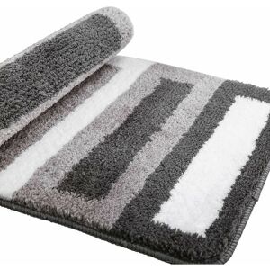 Dewdat - Non-Slip Bath Mat Kitchen Rug Fluffy Bathroom Rug Soft Microfiber Shower Mat, Quick Drying, Water Absorbent, Machine Washable-40 x 60cm(Grey)