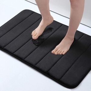 Non-Slip Bath Mat Made of Absorbent Foam, Washable – 50 x 75 cm, Black Ymyny