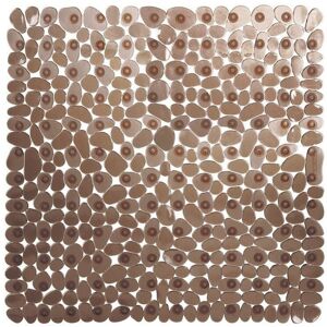 Linghhang - Non-Slip Shower Mat, 54x54cm (Brown) Square Shower Mats, Non-Slip and Anti-Mold Bath Mat, Non-Slip Bath Mat for Children, Machine