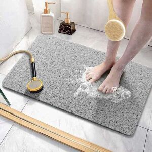 Cyslmuk - Non-Slip Shower Mat with Drainage Holes, Soft and Comfortable Quick Drying Shower Mat (60x90cm, Grey)