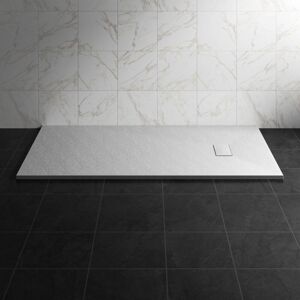 NRG - 1700 x 900mm smc White Rectangle Slate Effect Bathroom Shower Tray