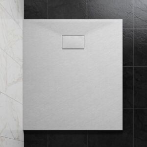 1100 x 900mm smc White Rectangle Slate Effect Bathroom Shower Tray - NRG