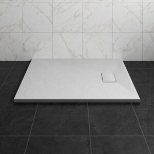 NRG - 1000 x 900mm smc White Rectangle Slate Effect Bathroom Shower Tray