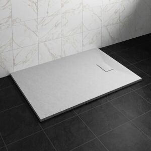 NRG - 1400 x 900mm smc White Rectangle Slate Effect Bathroom Shower Tray