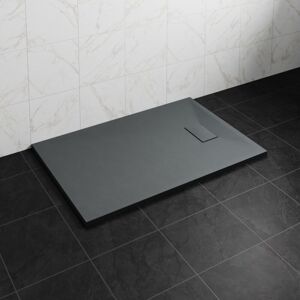NRG 1400 x 800mm SMC Anthracite Rectangle Slate Effect Bathroom Shower Tray
