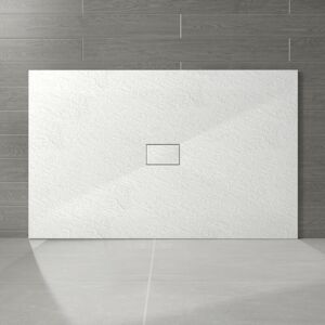 NRG - 1600 x 1000mm White smc Rectangle Slate Effect Bathroom Shower Enclosure Tray