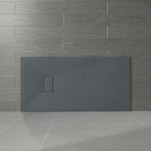 1600 x 700mm Anthracite smc Rectangle Slate Effect Bathroom Shower Enclosure Tray - NRG