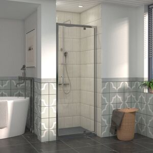 NRG 700mm Bathroom Shower Enclosures Pivot Door Chrome Framed with 900x700mm SMC Rectangle Shower Tray Anthracite