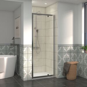 NRG 700mm Bathroom Shower Enclosures Pivot Door Chrome Framed with 900x700mm SMC Rectangle Shower Tray White