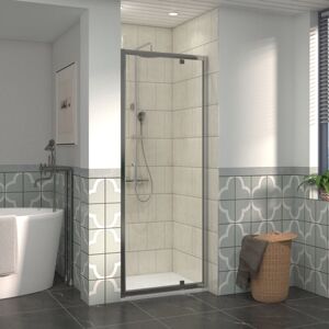 NRG 700mm Bathroom Shower Enclosures Pivot Door Chrome Framed with 1100x700mm SMC Rectangle Shower Tray White