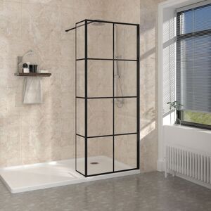 NRG Black Grid Wet Room Walk in Shower Enclosure Panels 760mm Shower Screen with 300mm Return Panel