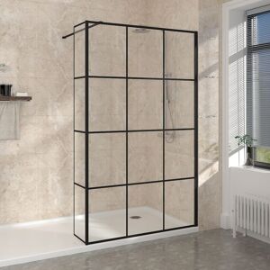 NRG - Black Grid Wet Room Walk in Shower Enclosure Panels 1200mm Shower Screen with 300mm Return Panel