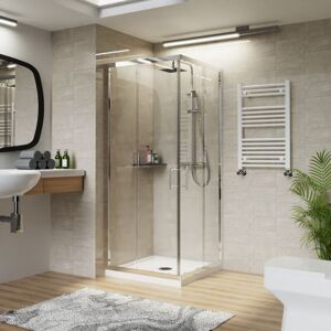 NRG - Square Corner Entry Shower Enclosure with Sliding Doors Bathroom Cubicle 700 x 700mm
