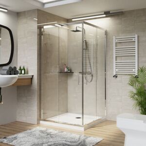 NRG - Square Corner Entry Shower Enclosure with Sliding Doors Bathroom Cubicle 900 x 900mm