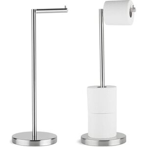 ORCHIDÉE Orchid Free Standing Toilet Roll Holder Stand Modern Stainless Steel Toilet Roll Holder - Brushed Silver