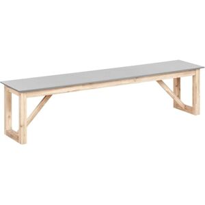 Beliani - Outdoor Garden Bench Concrete Top Acacia Wood Legs 3 People Capacity Grey Notteri