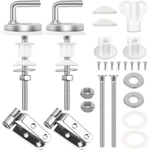 CYSLMUK Pack of 2 Universal Toilet Seat Fixing Hinge Toilet Seat Fixings Fasteners Toilet Seat Hinge Toilet Seat Hinge in Stainless Steel for Wood Resin