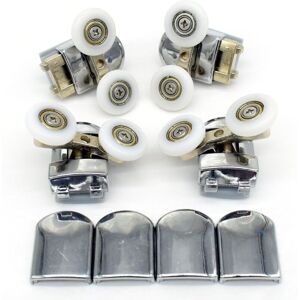 Mumu - Pack of 4 Double Replacement Shower Door Rollers Wheels 23mm Diameter (Double 2 Top + 2 Bottom - 23mm)