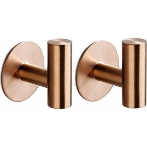 Cyslmuk - 2 Pack Self Adhesive Bathroom Wall Hooks, Rose Gold, No Drilling Hooks, Self Adhesive Bath Towel Hooks, Stainless Steel