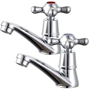 Tonchean - Pair of Basin Faucets, Bathroom Faucets, Mixer Taps, Hot and Cold Bath Faucet, Brass Faucet - Chrome